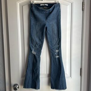 Girls size 14 distressed flare jeans